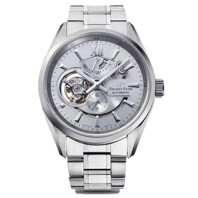 ORIENT STAR Автоматические часы, современные, скелетонированные, механические, сделаны в Японии, 2 года гарантии отечественного производителя, открытое сердце, серебро RK-AV0125S