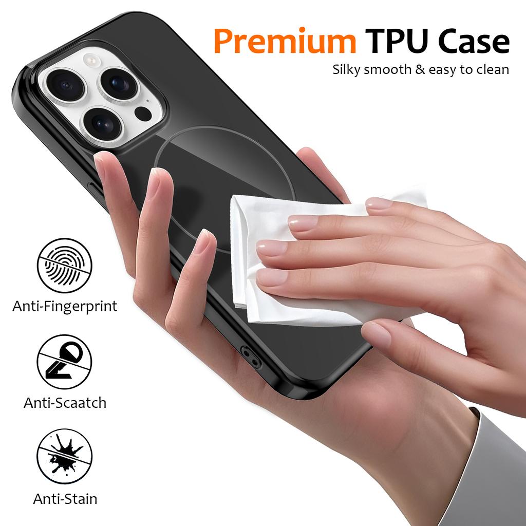 For iPhone 14 Pro Magnetic Case Compatible with MagSafe TPU Phone Back Cover with Lanyard