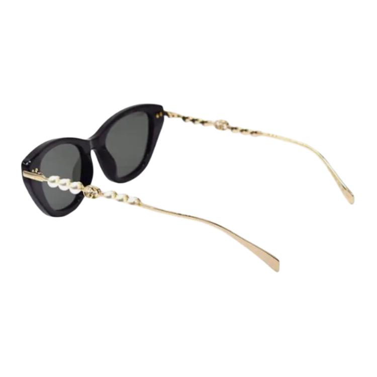Gucci One-Piece Nose Pads Cat Eye Sunglasses Women sunglasses Black Gold GG1968S-001