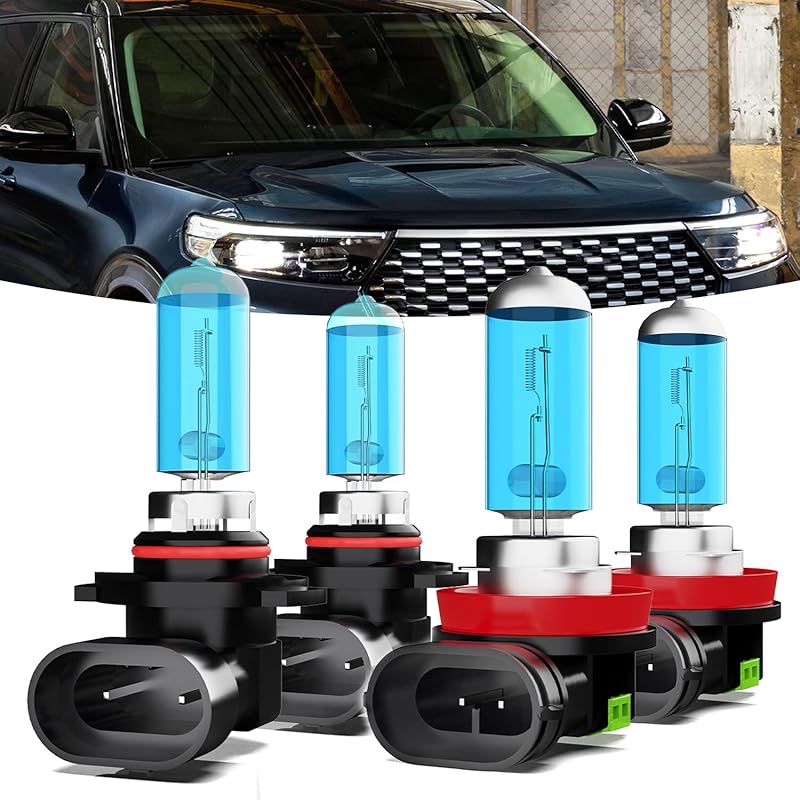 Галогенные фары подходят для Ford Explorer 2002-2005, лампы фар, 9005/HB3/H10 дальний свет + 9006/HB4 ближний свет + 9145/9140 противотуманные фары, комплект, подключи и