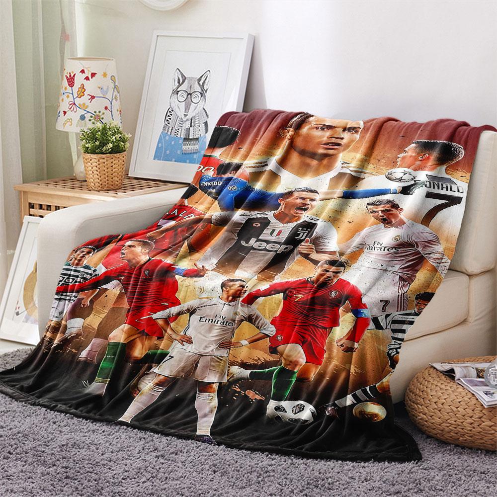1PC CR7 Patterned Flannel Blanket Suitable For All Seasons for Home Decor Warmth and Comfort Gifts Holiday Present