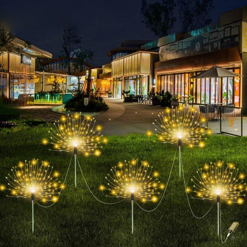 Светодиодные солнечные фейерверки, уличные водонепроницаемые солнечные садовые сказочные лампы для лужайки, патио, двора, вечеринки, рождественские украшения