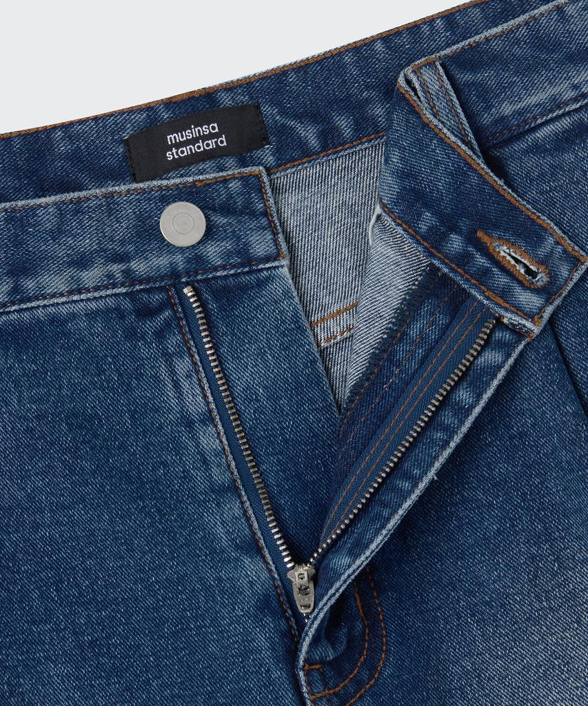 MUSINSA STANDARD Big Brush One-Tuck Bermuda Denim Pants [Medium Indigo]