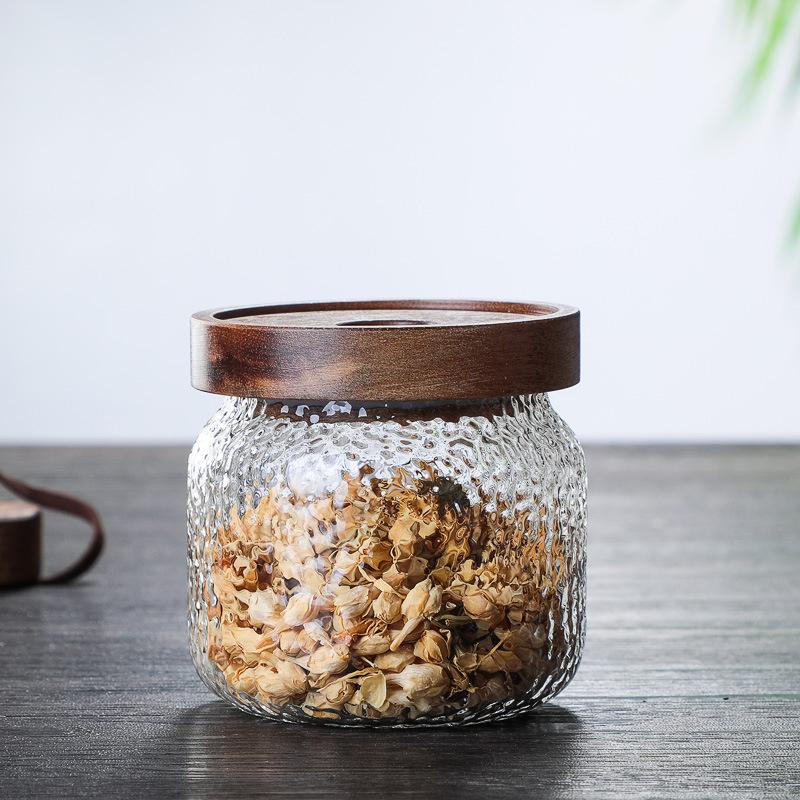 Acacia Food Coffee Bean Tea Glass Storage Jar