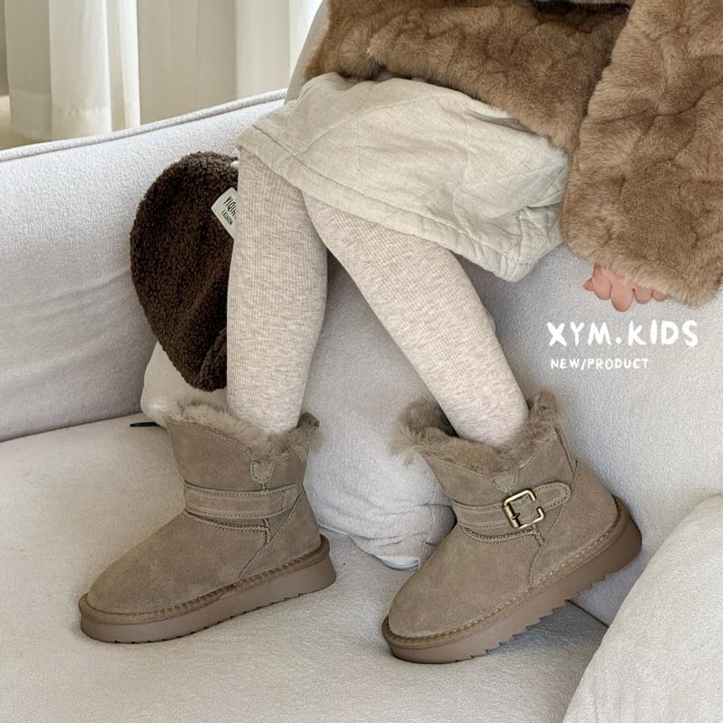 Kids Winter Snow Boots Boys Girls Warm Faux Suede Mid-Calf Waterproof Cotton-Insulated