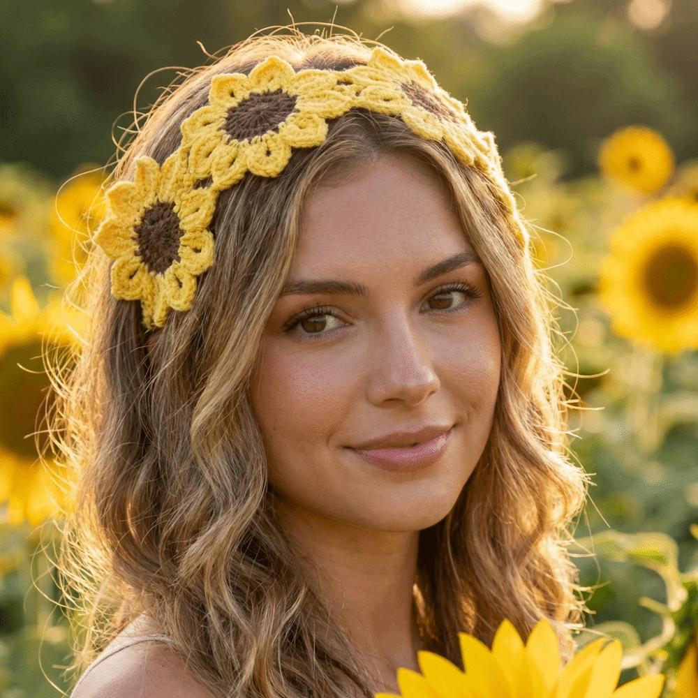 Turban Pastoral Style Headscarf Colorful Knitted Hair Band Flowers Hairband Clothing Accessories