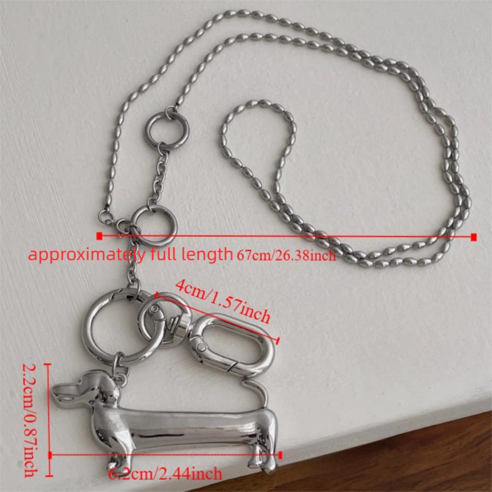 Vintage Dachshund Pendant Necklace Fashionable Beads Chain Trendy Cartoon Dog Choker Women