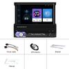 1 Din Radio with Bluetooth, 7 Inch Flip Out Screen Retractable Car Stereo Support FM/SWC/TF/USB/Type C/AXU + Rear View Camera