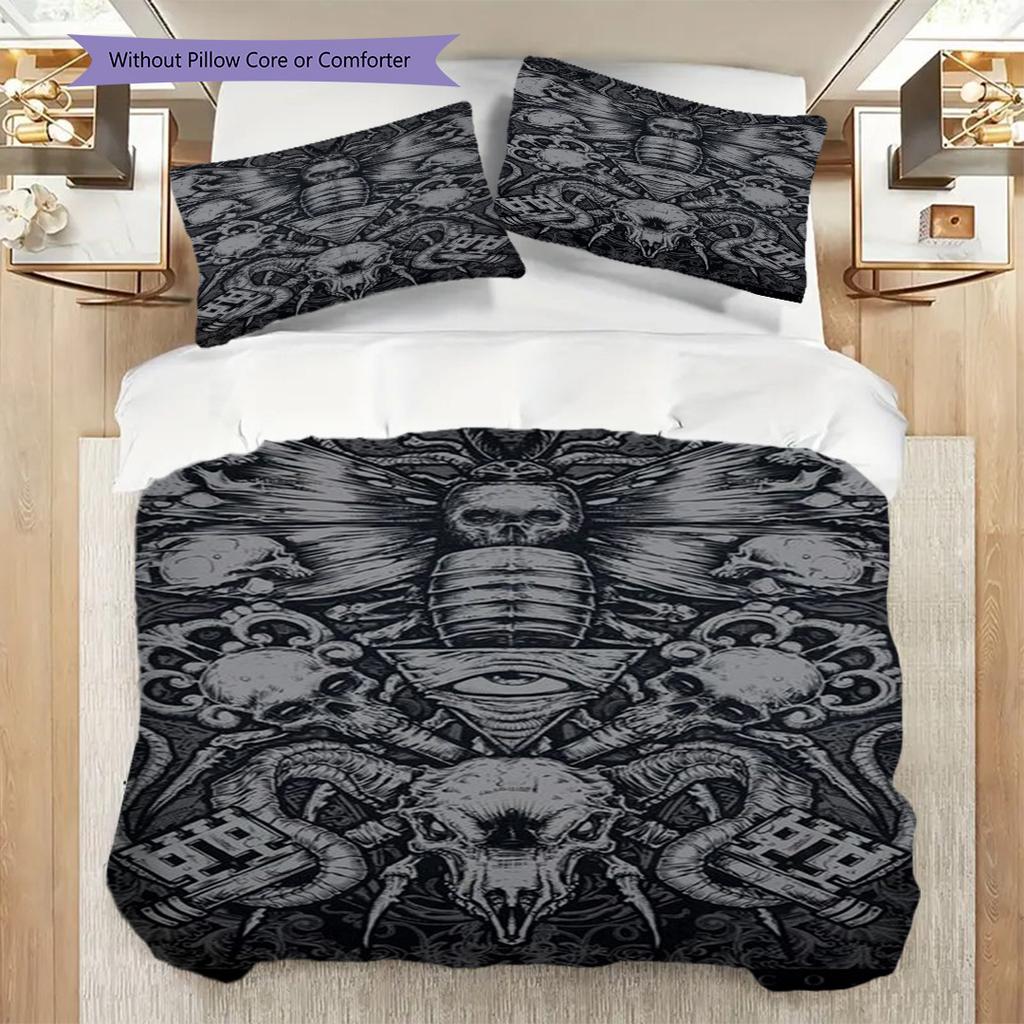 Helmet Axes Tattoo Design Threepiece Set 1 Duvet Cover 2 Pillowcase Without Core Duvet Cover And Pillowcase Soft And Comfortable