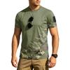 Men Tactical Crew Neck Loose Fit Breathable Outdoor Quick Dry T Shirt with Camouflage Print and Hook Loop Patch Design