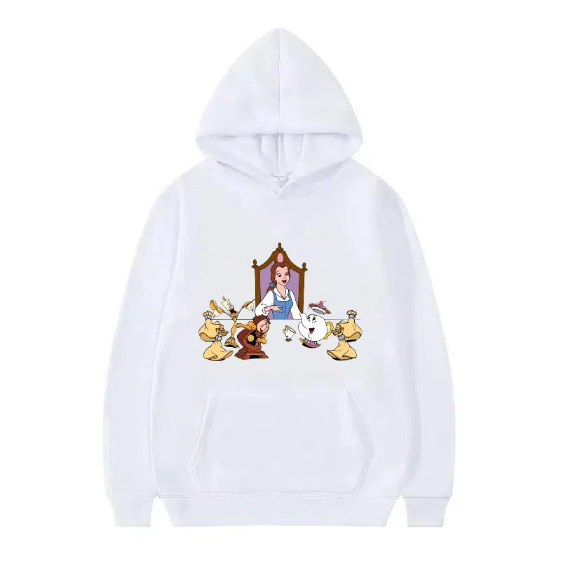 Disney Beauty And The Beast Princess Pattern Woman Loose Black Autumn Tops Clothes Pullovers Ladies Cheap Y2k Hoodies Men Sporty