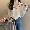 Polo Collar Pullover Knit Base Layer Top Women's Autumn Long Sleeve T-shirt Sweater Fall Clothing Spring Autumn Style