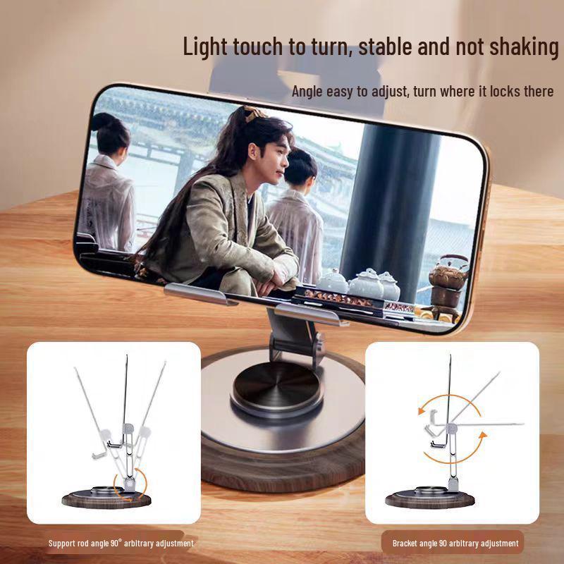 Wood Grain All-Metal Phone & Tablet Stand - Universal Holder for TV Show Watching, Custom Logo