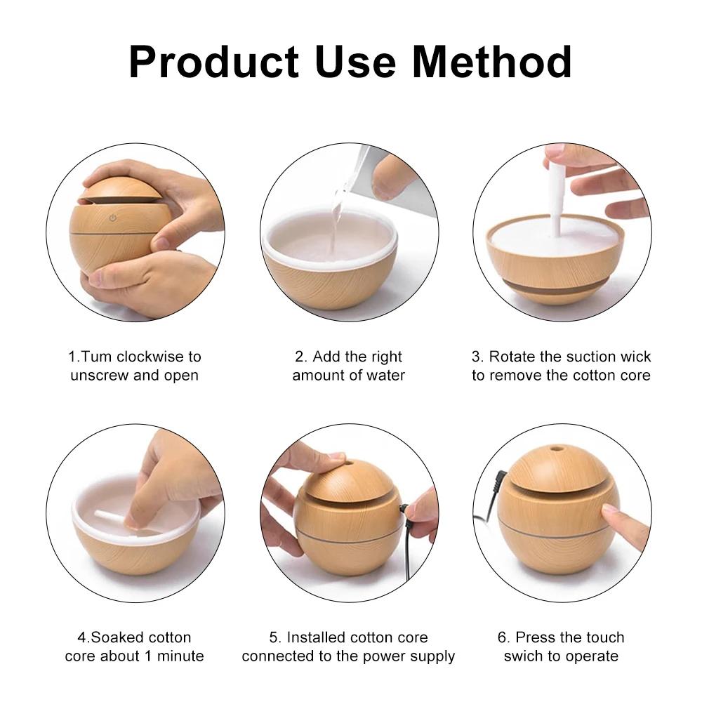 Домашний увлажнитель воздуха с деревянным зерном, очиститель аромата, ультразвуковой распылитель прохладного тумана, портативный увлажнитель без звука