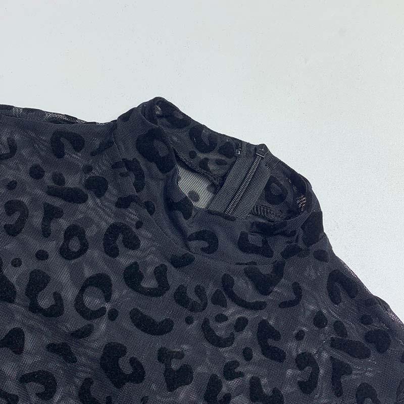 Tooxika New Women's Jumpsuit Slim Fit Long Sleeve Sexy Flocking See-through Slimming Jumpsuit