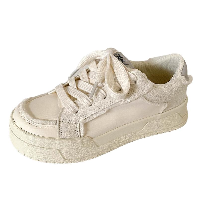 1216 голова манго платформа хлебные туфли женские нишевые осень 2024 новые плоские белые туфли ins трендовые кеды