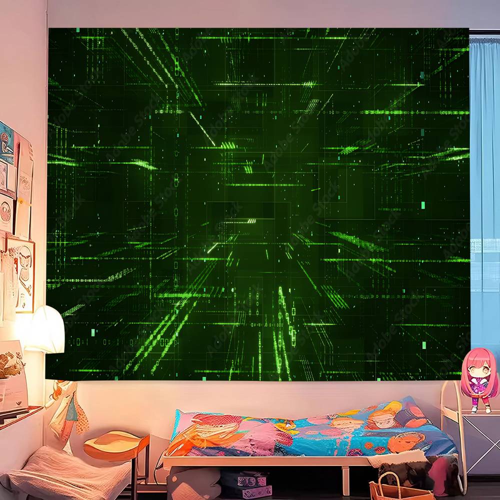 Binary Code The Matrix Program Chart Printed Large Wall Tapestry Indian Buddha Wall Decoration Witchcraft Bohemian Hippie Wall