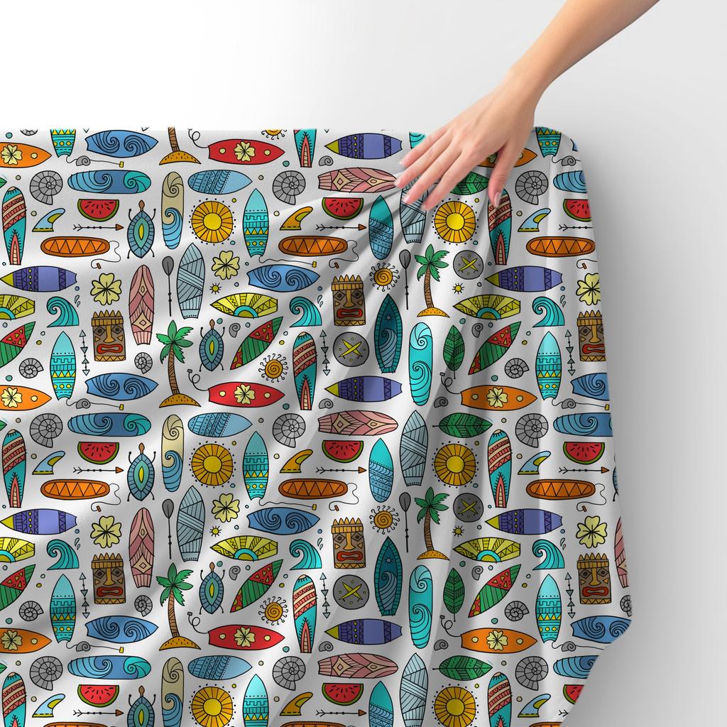 Royal Samt Stoff Polyester Zum Nähen - Motiv Surfbretter