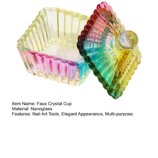 Nail Art Dappen Dish with Lid Acrylic Powder Container Holder Liquid Love Heart Square Flower Octagonal Faux Crystal Glass Cup Bowl