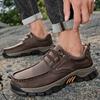 Fashion Outdoor Camping Hiking Shoes Male Leather Lace-Up Flats Climbing Thick Bottom Footwear Travel Walking Men Shoes Big Size 40-50