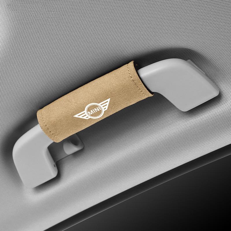 2pcs Leather Car Roof Armrest Inner Door Pull Handle Protection Cover for BMW MINI Cooper Clubman Countryman R55 R56 R60 R61 F56