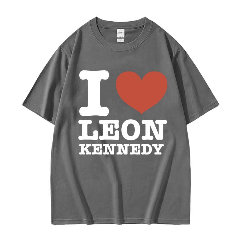 I Heart Leon Kennedy Print TShirts Unisex Womens Clothing Fashion Vintage T Shirt Male Oversized Cotton Short Sleeve Tshirt Tops