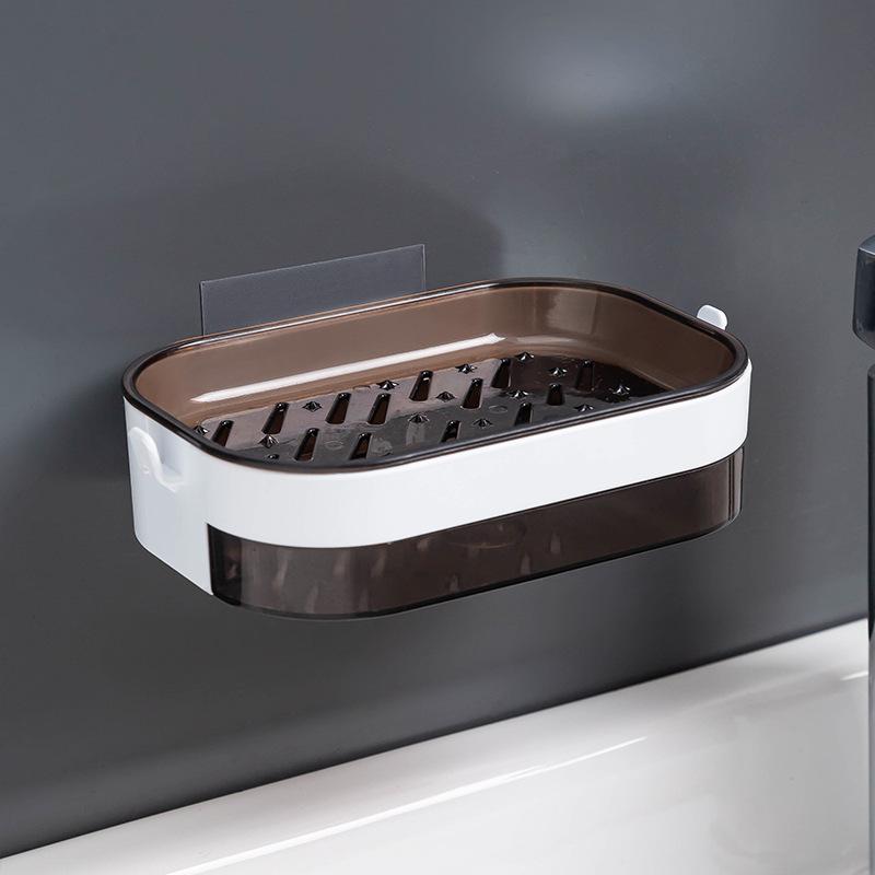 Модная настенная мыльница без отверстий, модная домашняя стойка для мыла, ящик для хранения с поддоном для слива, мыльница для слива, туалетный пластиковый держатель для мыла без следов