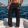 Four Seasons Thin Section Beach Casual Lace-up New Men's Cotton Linen Drawstring Straight Trousers Male