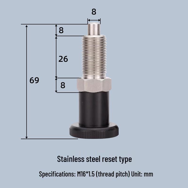 Самофиксирующийся плунжер с ручкой из нержавеющей/углеродистой стали и резины, мелкая резьба, различные спецификации.