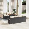 8-Piece Garden Sofa Set with Black Poly Rattan Cushions, 2-Seater Garden Sofa with Storage 3358028