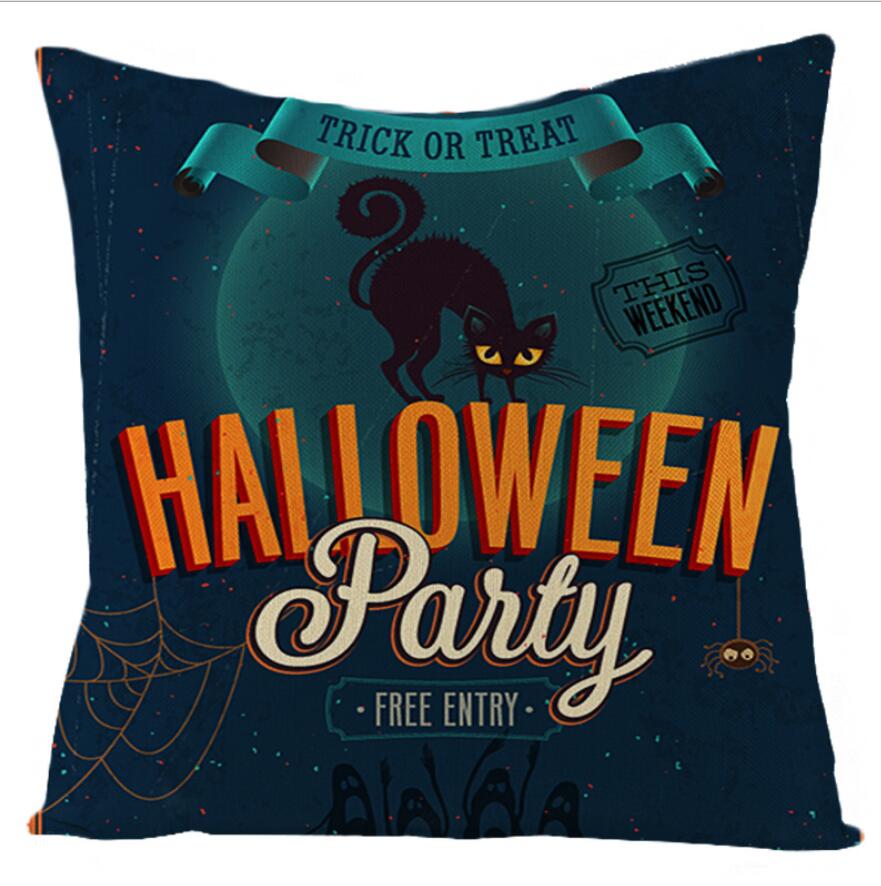 Halloween Night Castle Pumpkin Lantern Series Pillow Case Linen Home Decor Fabric Sofa Pillowcase Comfortable Car Cushion Cover
