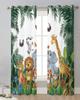 Tropical Jungle Cartoon Animal Giraffe Lion Elephant Sheer Curtains Room Decoration Window Curtains Kitchen Tulle Voile Curtains
