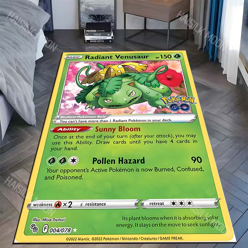 Japanese Classic P-Pokemon Bulbasaur Cards Pattern Carpet for LivingRoom Bedroom Sofa Mat Area Rug Home Decor Play Mat Potdemiel