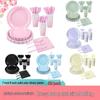 Solid Color Lace Theme Girl's Birthday Party Cups, Napkins, and Tablecloth Set
