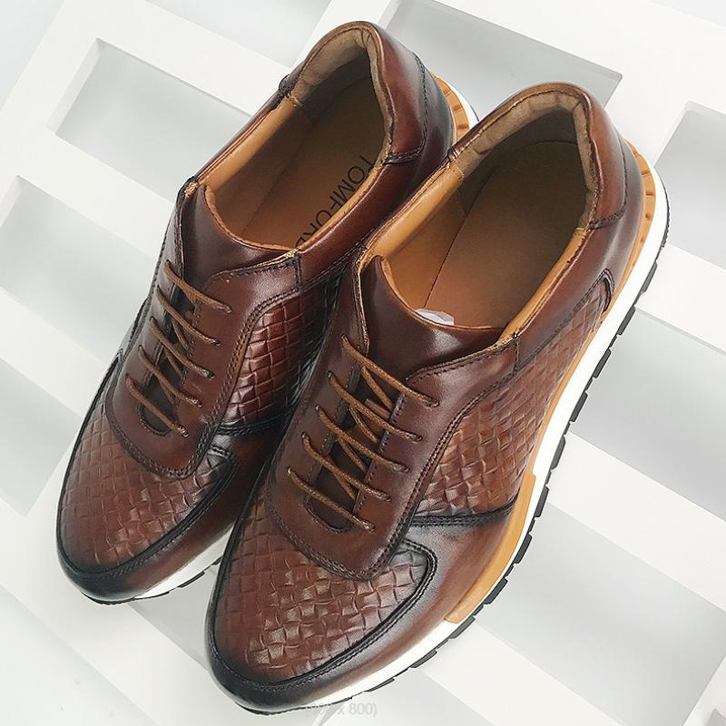 Мода 2025 Весна Осень 5 Цветов Натуральная Кожа Мужские Роскошные Кроссовки Клетчатый Плетеный Узор На шнуровке Мужские Повседневные Белые Оксфорды b15