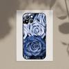 Ультратонкий чехол из ТПУ с синим цветком розы для iPhone 6-16ProMax/SamsungS7-S24Ultra/Redmi13TPro - ударопрочный, устойчивый к царапинам, рельефный чехол CameraSafe