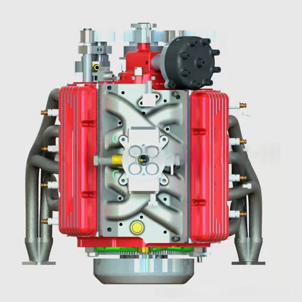Проект STEM Модель двигателя V8 Набор для сборки Настольное украшение Красный Набор моделей автомобильной инженерии Материалы для поделок DIY Архитектура малого блока