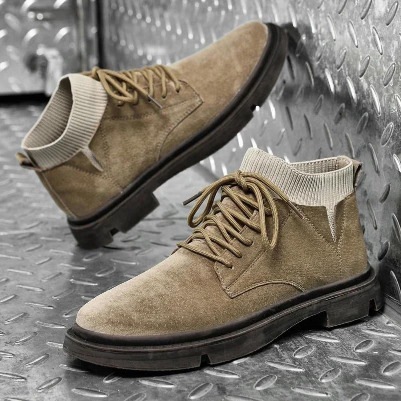 Брендовые мужские ботинки из натуральной кожи, повседневные нескользящие уличные ботинки, роскошные мотоциклетные ботинки, дышащие мужские прогулочные туфли для вождения