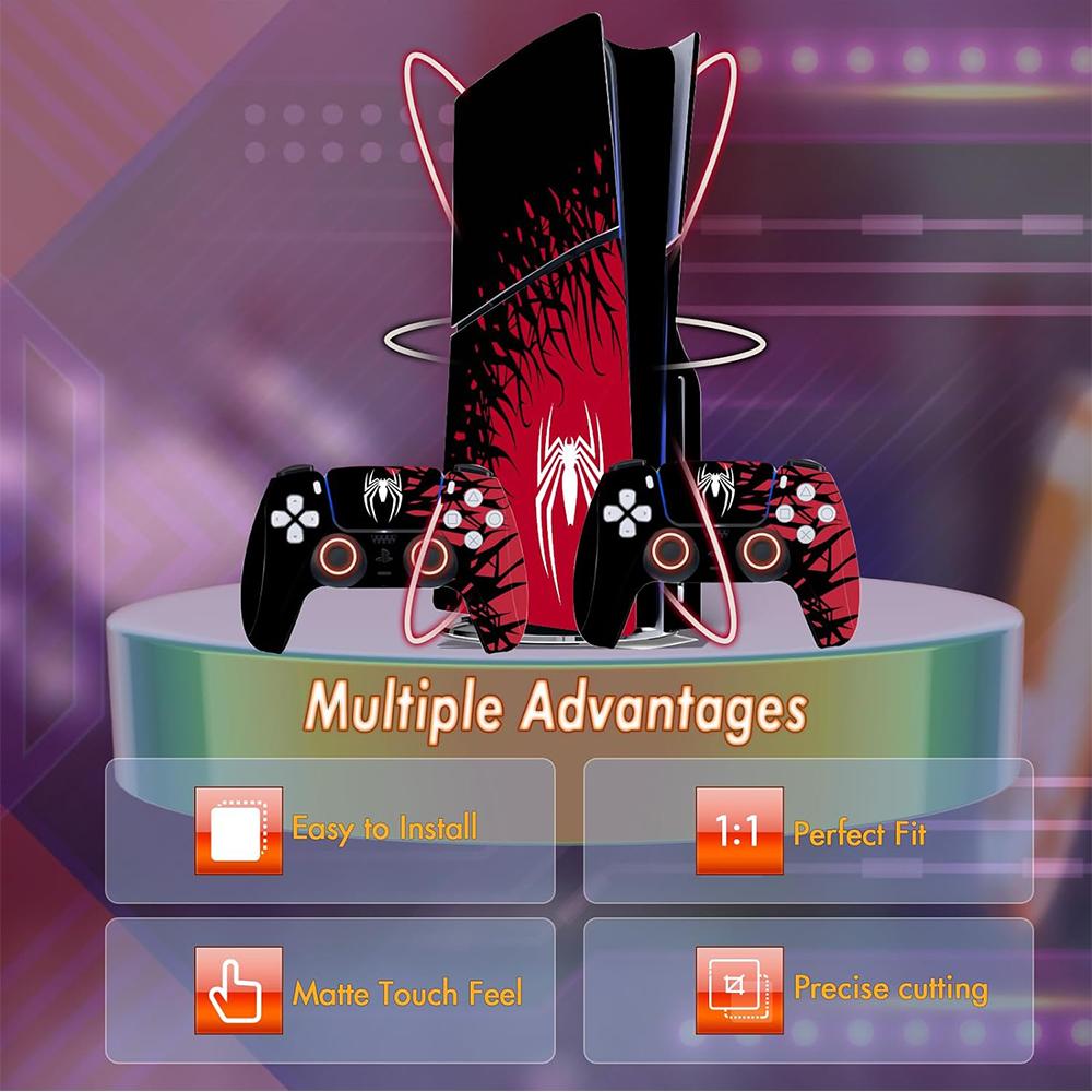 1 комплект наклейки-скина для консоли и контроллера Человек-паук для PS5 Slim New