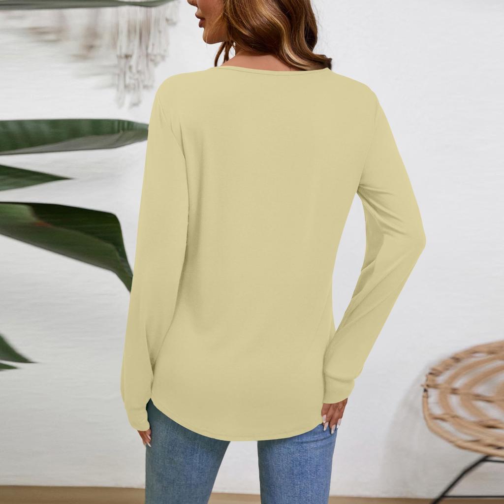 Женская блузка с длинным рукавом и V-образным вырезом, деловая повседневная туника, топ свободного кроя, рабочая рубашка