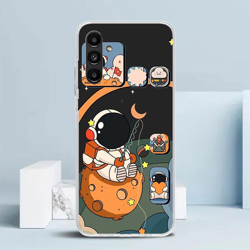 Cartoon Planet Astronaut Star Rocket Phone Case For Samsung Galaxy A17 A37 A57 A16 A15 A14 A13 A56 A55 A54 A53 A36 A35 A34 A33 A
