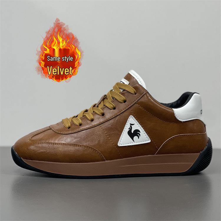 Мужские зимние кожаные кроссовки 2025 Rooster Forrest Gump с флисовой подкладкой: Теплые, из натуральной кожи, низкие спортивные туфли