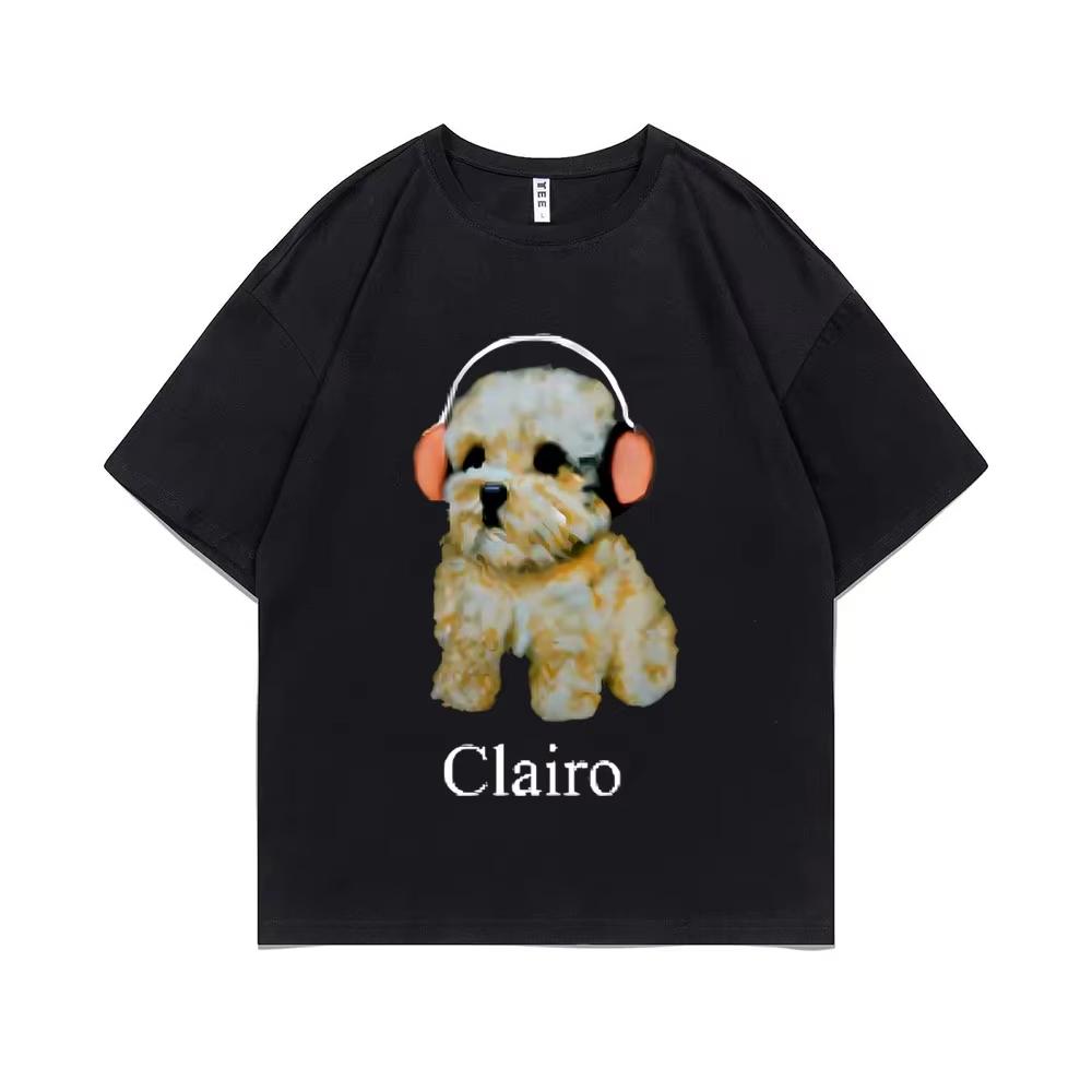 Clairo Собака Щенок Наушники Графический Принт Футболка Летняя Мужская Мода Оверсайз Уличная Одежда Унисекс Женская Милая Кавайная Футболка Топы