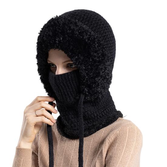 Зимняя велосипедная шапка со встроенным защитным экраном для лица и утеплителем для шеи, ветрозащитный толстый плюшевый шарф с полной защитой для улицы, головной убор для холодной погоды