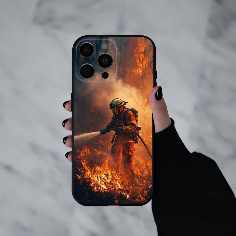 Пожар Пожарный Чехол для Телефона Для iPhone 17pro, 16,15,14,13,12,11 X XR Plus, Другие Мягкий Черный Чехол