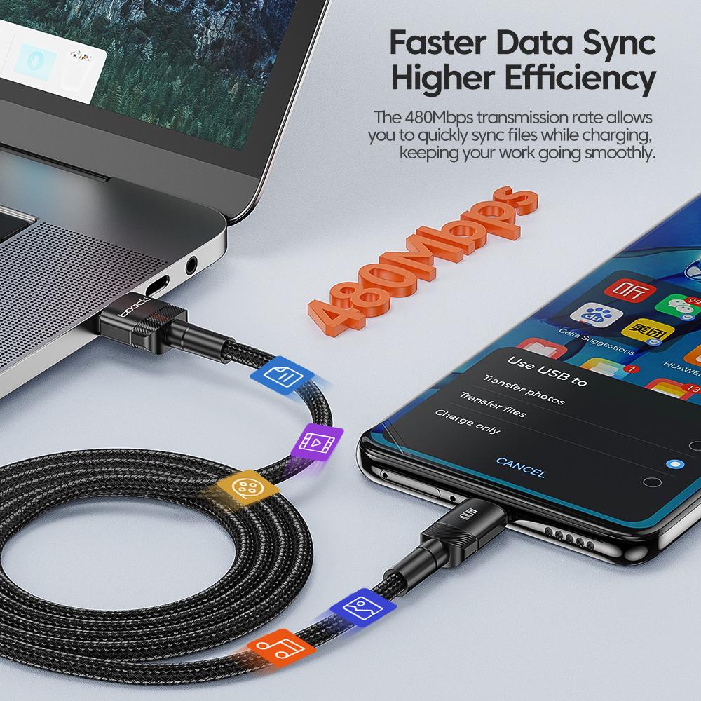 Кабель Toocki 7A USB Type C для Huawei Honor 100W/66W Быстрая зарядка Зарядное устройство USB C Кабель для передачи данных Для Poco Oneplus Samsung