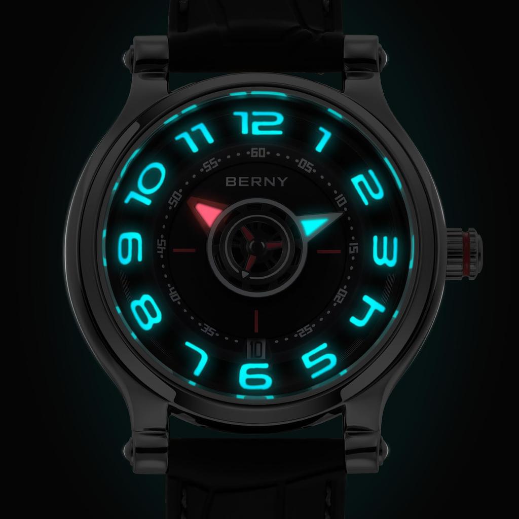BERNY Watch Mechanical Watch Watch Автоматические и ручные часы Miyota 8215 Многофункциональный календарь Светящиеся стрелки Выставочная задняя крышка 5ATM