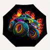 1pc Monster Truck Flames Decal Sticker Umbrella with Plastic Handle,Suitable for All Seasons Home Travel Outdoor UmbrellaM1057