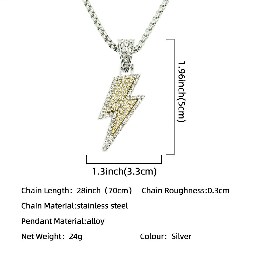 European and American Ins Style Diamond Two-Color Lightning Pendant Necklace Hipster Niche Cold Nightclub Disco Long Sweater Chain