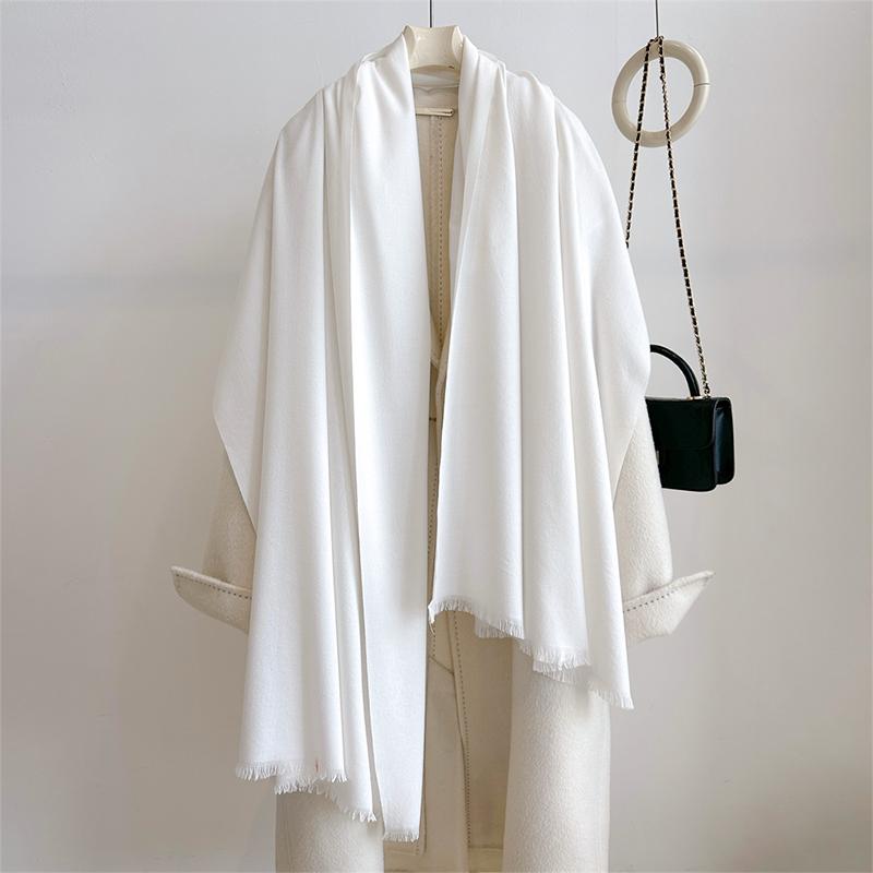 Luxury Winter Cashmere Scarf Women Solid Handkerchief Warm Pashmina Female Shawl Tassel Wrap Soft Pareo Bufanda Scarves Stole